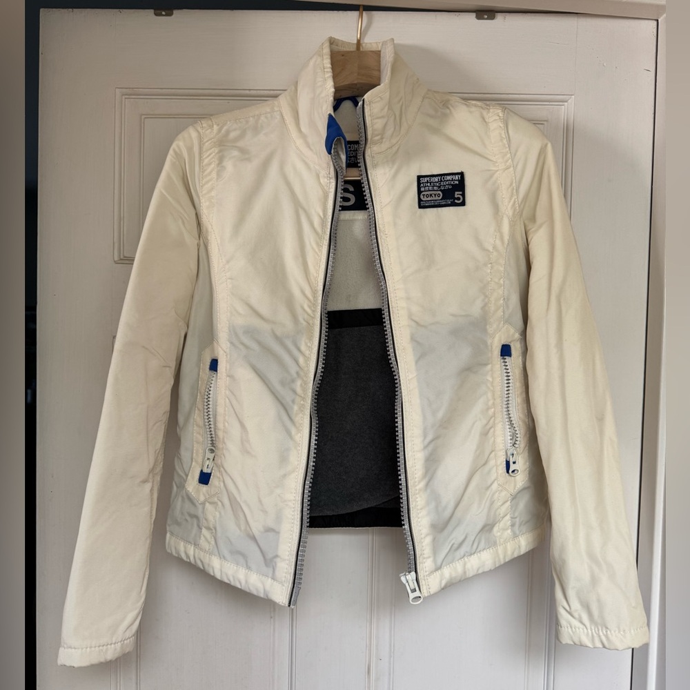 Superdry Athletic Edition Full Zip Fleece Lined Men's Jacket in off white (S)